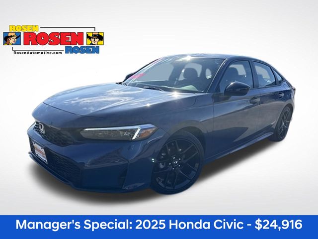 Blue Lagoon Pearl 2025 Honda Civic Sport FWD Sedan Front-Wheel Drive Continuously Variable Transmission