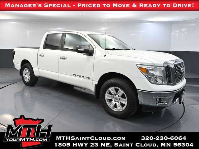 Pearl White 2018 Nissan Titan Pickup Truck Four-Wheel Drive 7-Speed Automatic