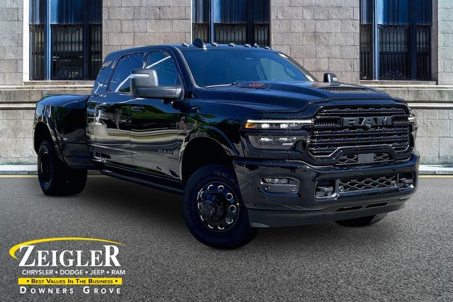 Diamond Black Crystal Pearlcoat 2026 RAM 3500 Limited Mega Cab DRW 4WD Pickup Truck Four-Wheel Drive 8-Speed Automatic