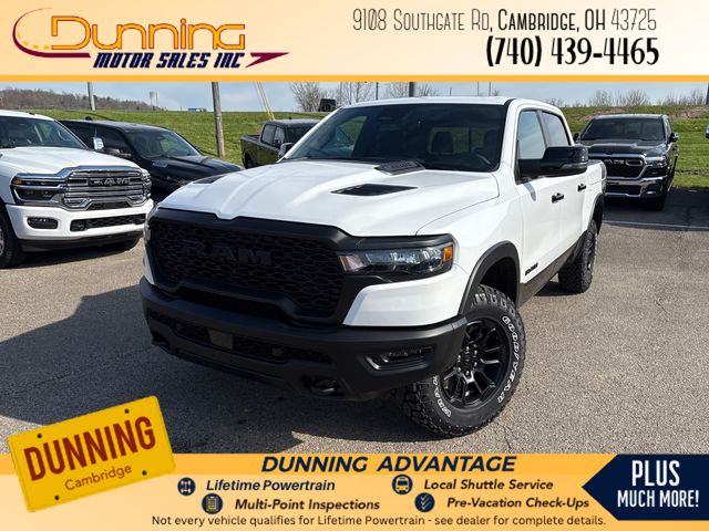 Bright White Clearcoat 2026 RAM 1500 Rebel Crew Cab 4WD Pickup Truck Four-Wheel Drive 8-Speed Automatic