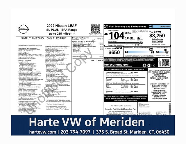 Deep Blue Pearl 2022 Nissan LEAF SL Plus FWD Hatchback Front-Wheel Drive Automatic