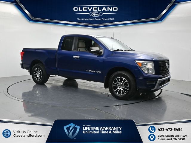 Deep Blue Pearl Metallic 2020 Nissan Titan Pickup Truck Four-Wheel Drive 9-Speed Automatic