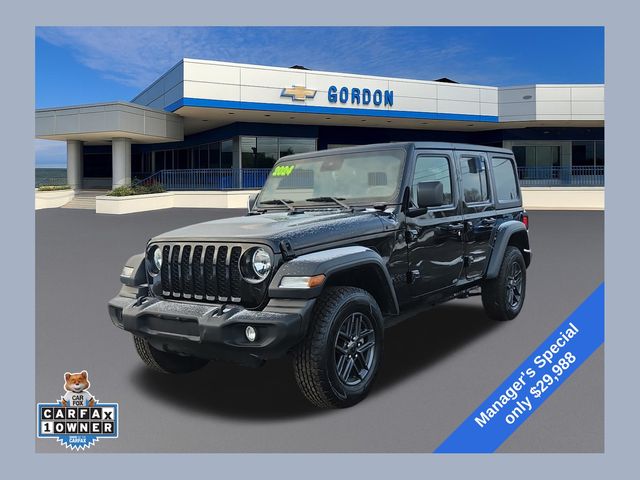 Black Clearcoat 2024 Jeep Wrangler Sport S 4-Door 4WD SUV / Crossover Four-Wheel Drive 8-Speed Automatic