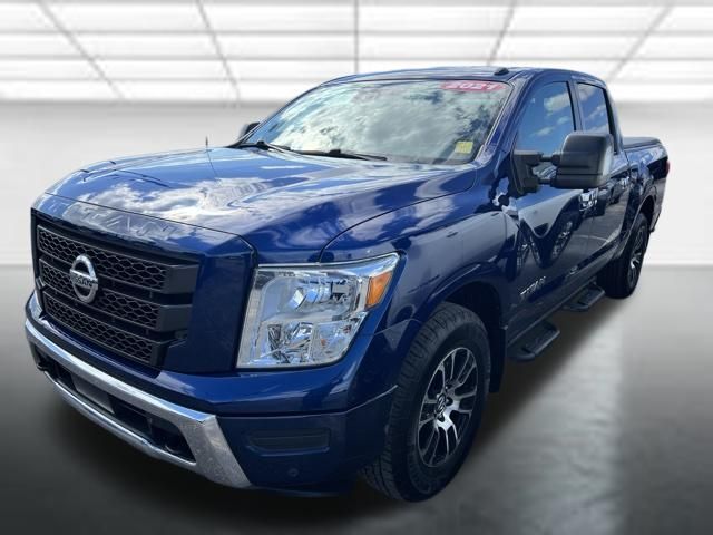 Deep Blue Pearl Metallic 2021 Nissan Titan Pickup Truck Four-Wheel Drive 9-Speed Automatic