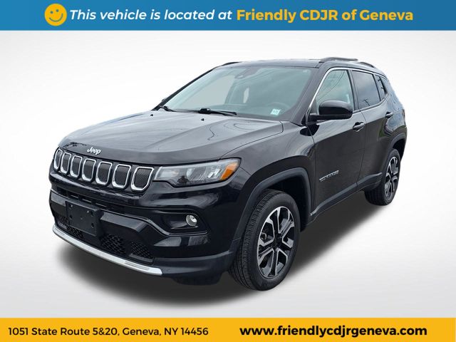Diamond Black Crystal Pearlcoat 2022 Jeep Compass SUV / Crossover Four-Wheel Drive 9-Speed Automatic