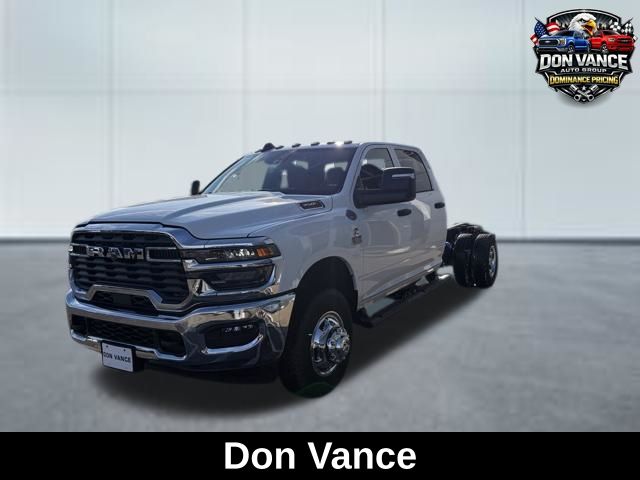 Bright White Clearcoat 2026 RAM 3500 Chassis Tradesman Crew Cab LB DRW 4WD Pickup Truck Four-Wheel Drive 8-Speed Automatic