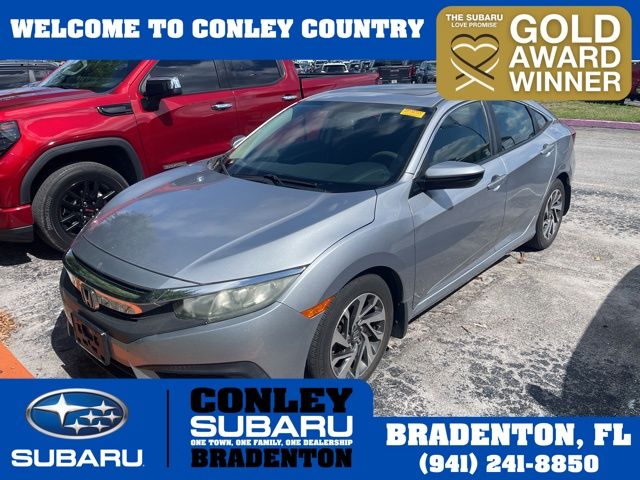 Silver 2016 Honda Civic EX Sedan Front-Wheel Drive Continuously Variable Transmission