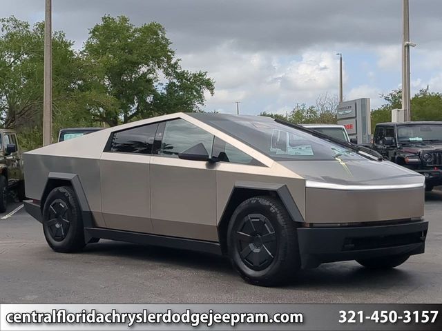 Gray (Stainless Steel) 2024 Tesla Cybertruck Crew Cab AWD Pickup Truck All-Wheel Drive 1-Speed Automatic