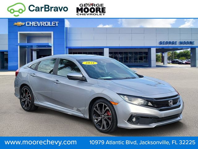 Lunar Silver Metallic 2021 Honda Civic Sedan Front-Wheel Drive Continuously Variable Transmission