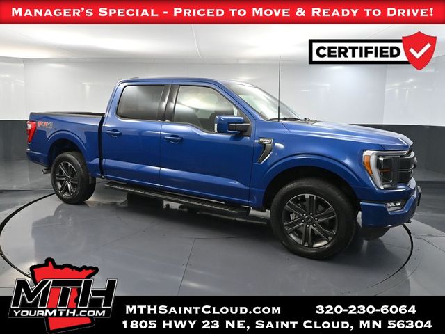 Atlas Blue Metallic 2022 Ford F-150 Lariat SuperCrew 4WD Pickup Truck Four-Wheel Drive Automatic