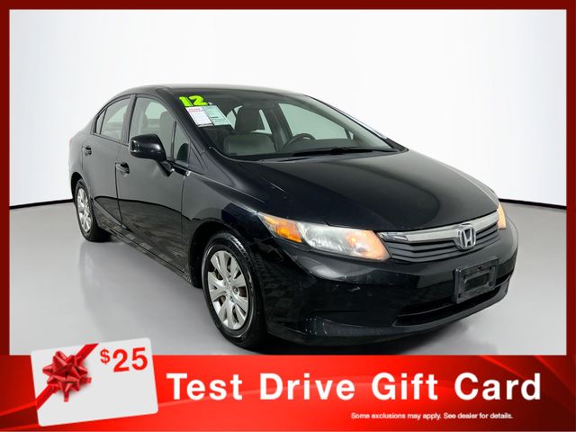 Black 2012 Honda Civic Sedan Front-Wheel Drive 5-Speed Automatic