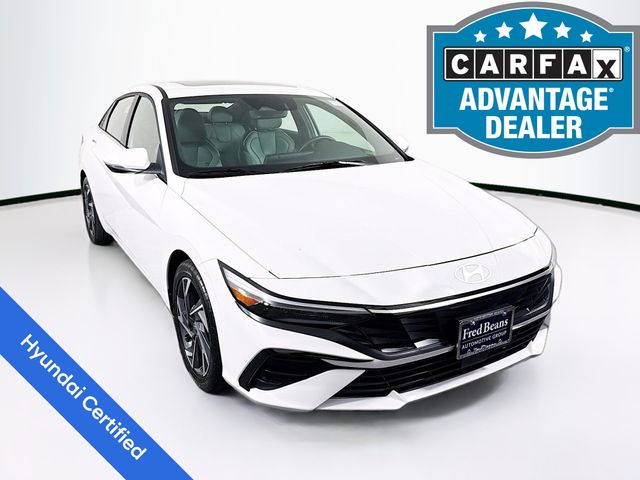 Serenity White 2025 Hyundai Elantra Hybrid Sedan Front-Wheel Drive 6-Speed Dual Clutch