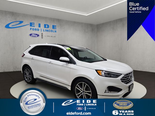 White Platinum Metallic Tri-Coat 2019 Ford Edge Titanium AWD SUV / Crossover All-Wheel Drive 8-Speed Automatic