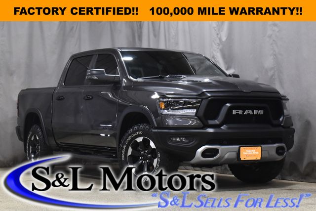 Gray (Granite Crystal Metallic Clearcoat) 2024 RAM 1500 Rebel Crew Cab 4WD Pickup Truck Four-Wheel Drive 8-Speed Automatic