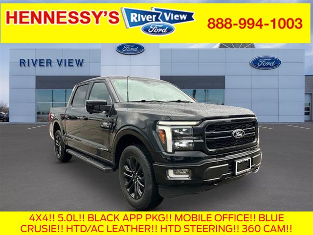 Agate Black Metallic 2024 Ford F-150 Lariat SuperCrew 4WD Pickup Truck Four-Wheel Drive Automatic