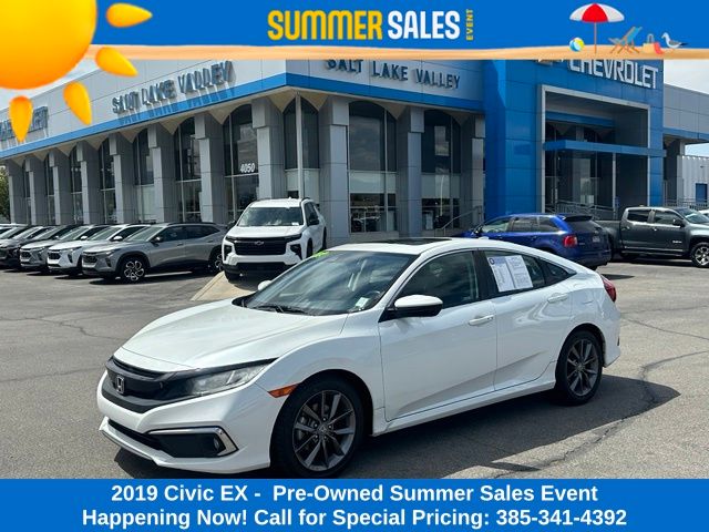 White 2019 Honda Civic Sedan Front-Wheel Drive Continuously Variable Transmission