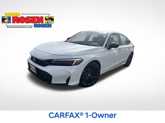 White 2025 Honda Civic Hatchback Sport FWD Hatchback Front-Wheel Drive Continuously Variable Transmission