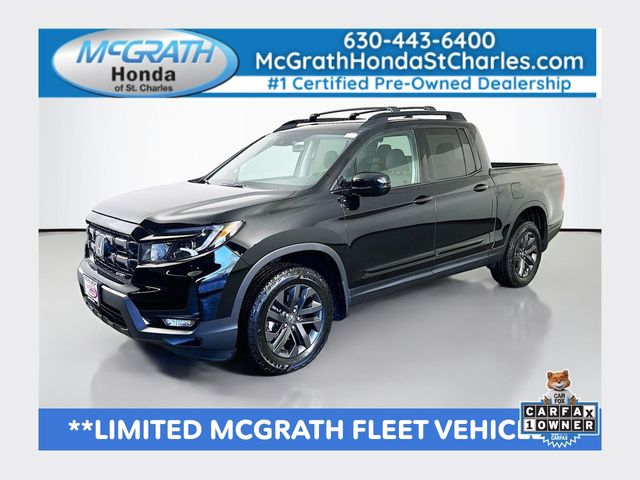 Crystal Black Pearl 2025 Honda Ridgeline Sport AWD Pickup Truck All-Wheel Drive 9-Speed Automatic