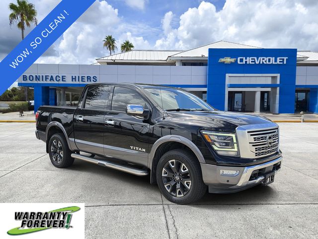 Super Black 2021 Nissan Titan Pickup Truck Four-Wheel Drive 9-Speed Automatic
