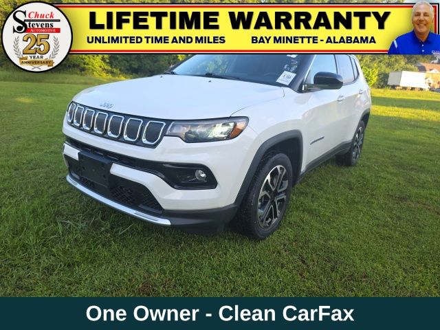 Bright White Clearcoat 2022 Jeep Compass Limited 4WD SUV / Crossover Four-Wheel Drive 9-Speed Automatic
