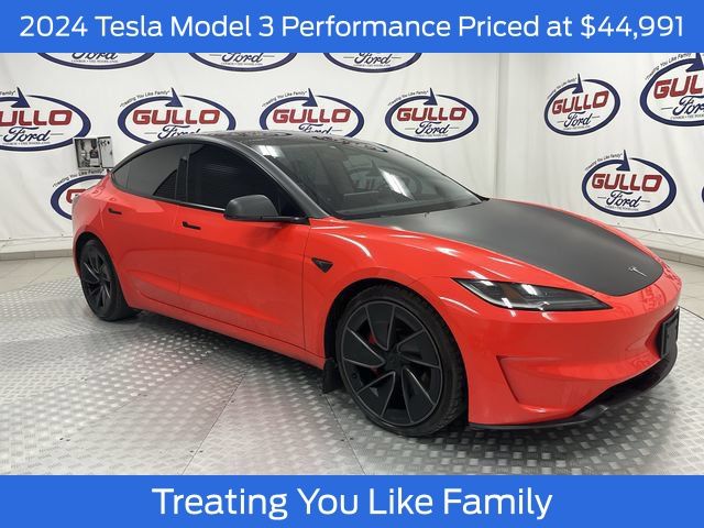 Red 2024 Tesla Model 3 Sedan All-Wheel Drive 1-Speed Automatic