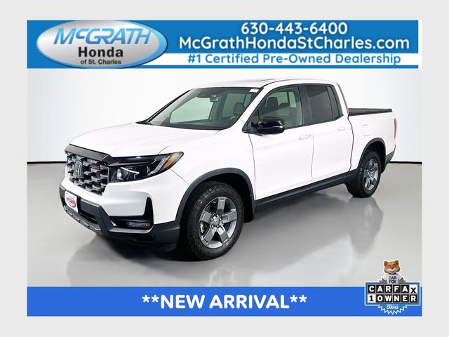 Platinum White Pearl 2024 Honda Ridgeline Pickup Truck All-Wheel Drive 9-Speed Automatic