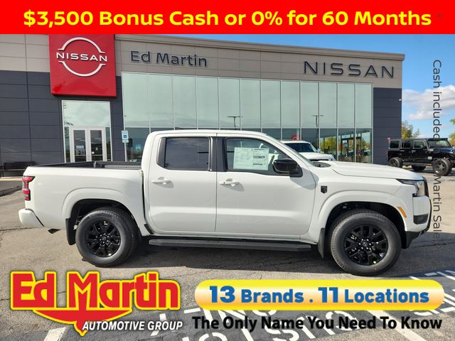 Glacier White 2026 Nissan Frontier SV Crew Cab 4WD Pickup Truck Four-Wheel Drive 9-Speed Automatic Overdrive