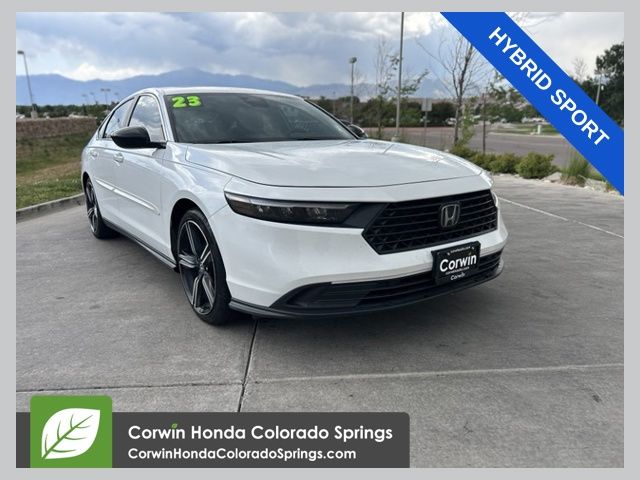 Platinum White Pearl 2023 Honda Accord Hybrid Sedan Front-Wheel Drive Continuously Variable Transmission