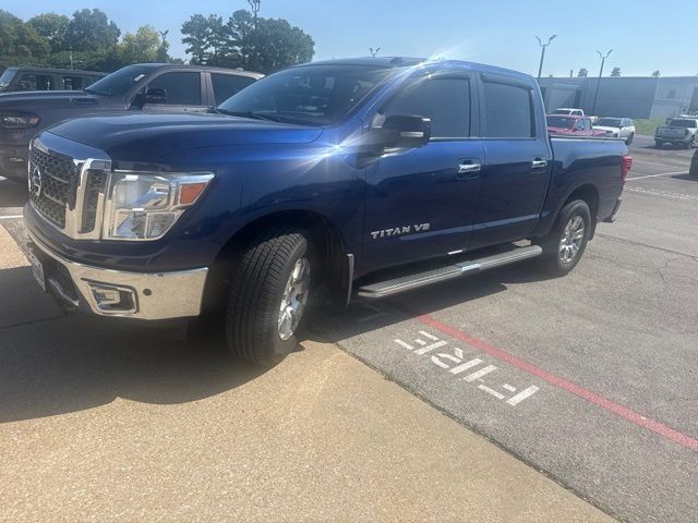 Deep Blue Pearl 2018 Nissan Titan Pickup Truck Four-Wheel Drive 7-Speed Automatic