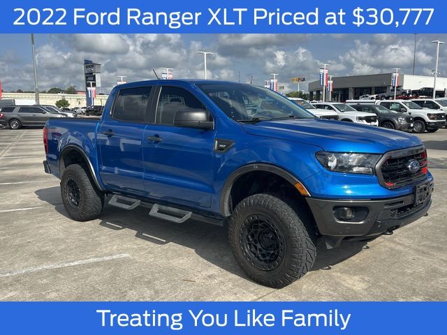 Velocity Blue Metallic 2022 Ford Ranger XLT SuperCrew 4WD Pickup Truck Four-Wheel Drive Automatic