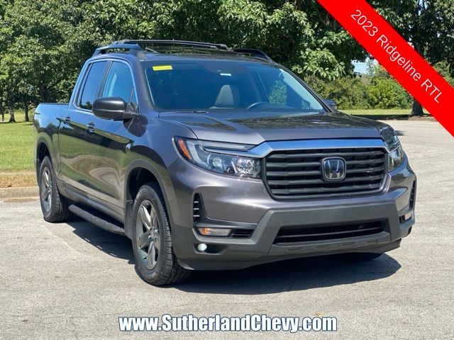 Gray (Modern Steel Metallic) 2023 Honda Ridgeline Pickup Truck All-Wheel Drive 9-Speed Automatic