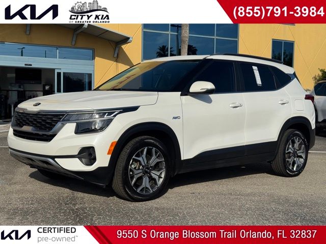 Snow White Pearl 2021 Kia Seltos EX AWD SUV / Crossover All-Wheel Drive Continuously Variable Transmission