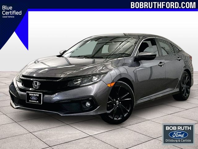 Gray (Modern Steel Metallic) 2021 Honda Civic Sedan Front-Wheel Drive Continuously Variable Transmission