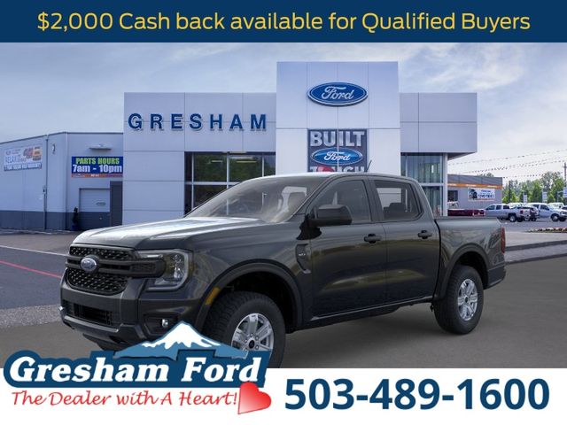 Shadow Black 2025 Ford Ranger XL SuperCrew 4WD Pickup Truck Four-Wheel Drive Automatic