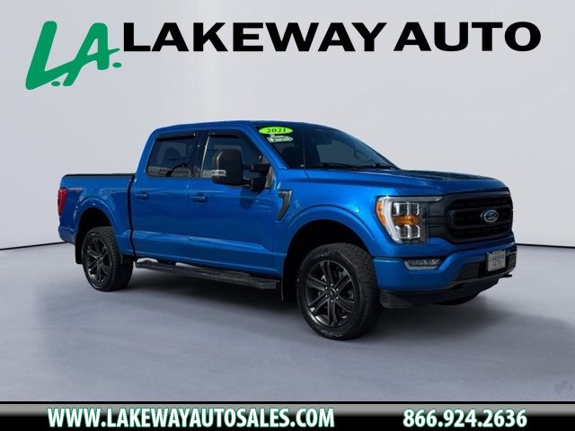 Blue 2021 Ford F-150 Pickup Truck Four-Wheel Drive Automatic