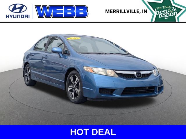 Atomic Blue Metallic 2009 Honda Civic EX Sedan Front-Wheel Drive 5-Speed Automatic