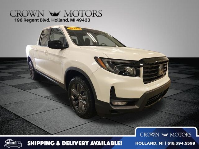 Platinum White Pearl 2023 Honda Ridgeline Pickup Truck All-Wheel Drive 9-Speed Automatic