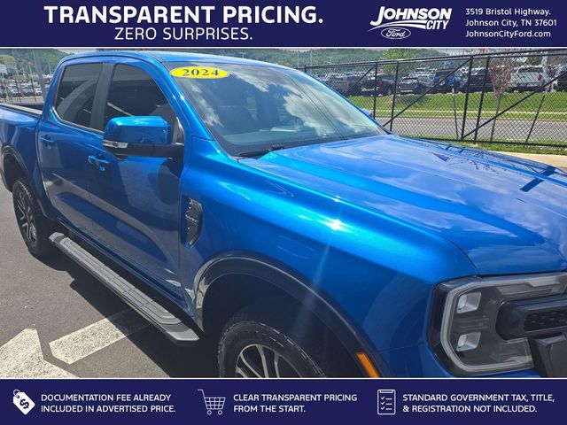 Blue Metallic 2024 Ford Ranger Lariat SuperCrew 4WD Pickup Truck Four-Wheel Drive Automatic