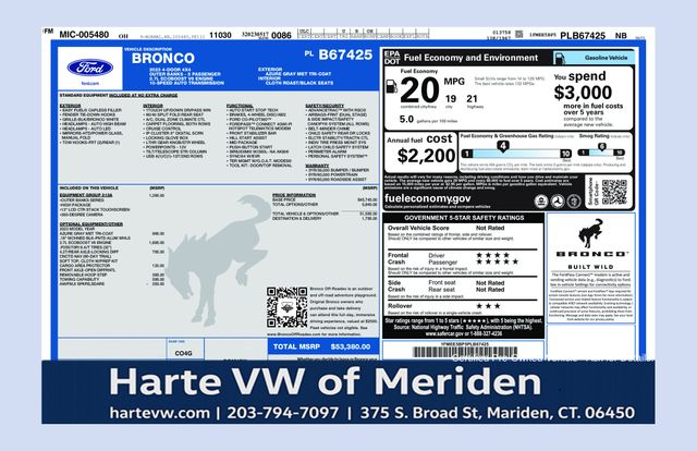 Blue (Azure Gray Metallic Tri-Coat) 2023 Ford Bronco Outer Banks 4-Door 4WD SUV / Crossover Four-Wheel Drive Automatic