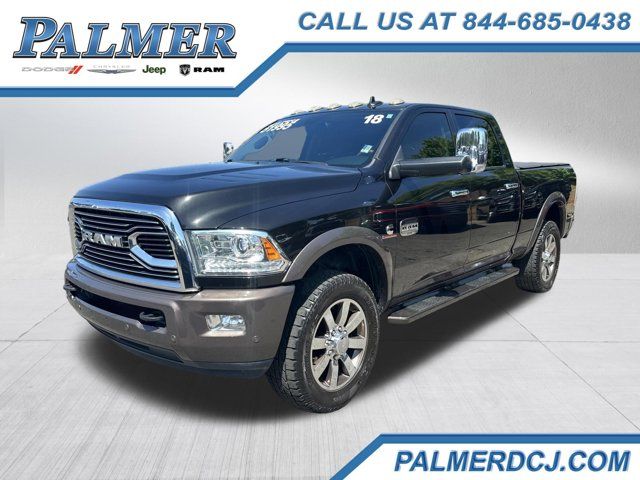 Brilliant Black Crystal Pearlcoat 2018 RAM 2500 Laramie Longhorn Crew Cab 4WD Pickup Truck Four-Wheel Drive 6-Speed Automatic