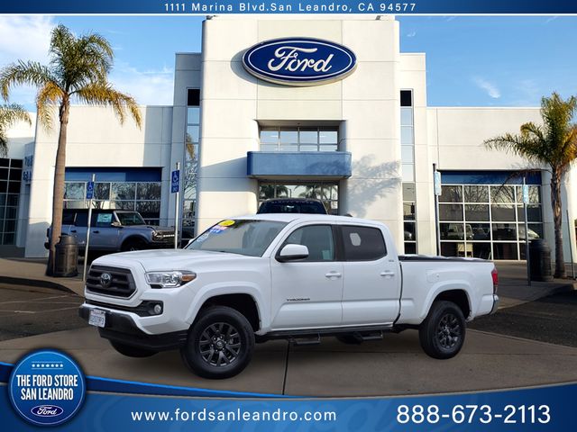 White 2022 Toyota Tacoma SR5 V6 Double Cab LB 4WD Pickup Truck Four-Wheel Drive 6-Speed Automatic