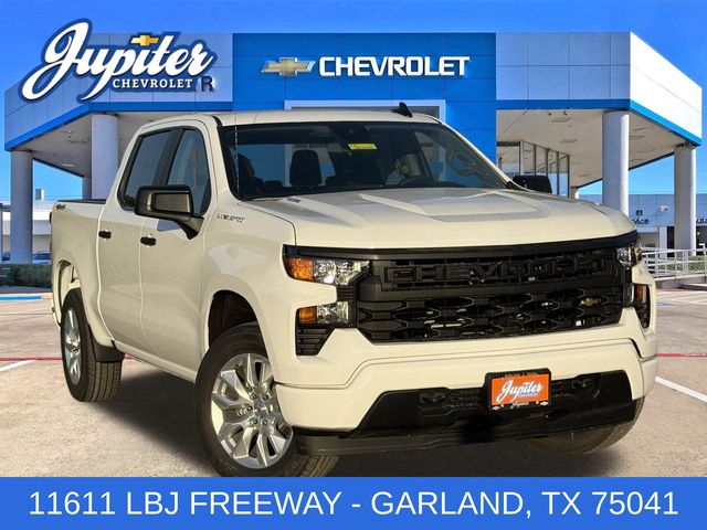 Summit White 2026 Chevrolet Silverado 1500 Custom Crew Cab 4WD Pickup Truck Four-Wheel Drive 8-Speed Automatic