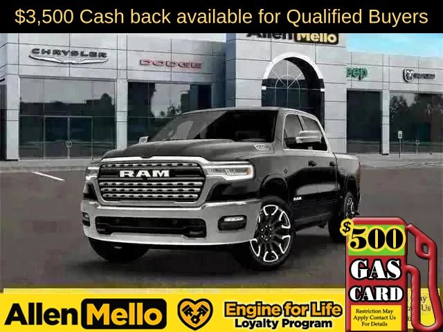 Diamond Black Crystal Pearlcoat 2026 RAM 1500 Limited Crew Cab 4WD Pickup Truck Four-Wheel Drive 8-Speed Automatic