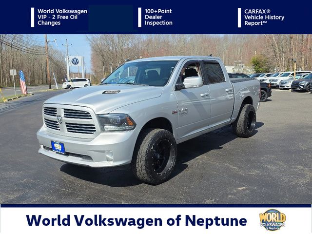 Bright Silver Metallic Clearcoat 2015 RAM 1500 Sport Crew Cab 4WD Pickup Truck Four-Wheel Drive 8-Speed Automatic
