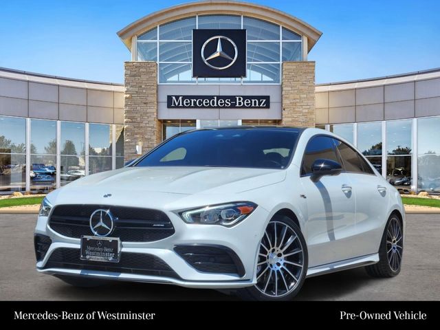 Digital White Metallic 2023 Mercedes-Benz CLA AMG CLA 35 4MATIC Coupe All-Wheel Drive 7-Speed Automatic