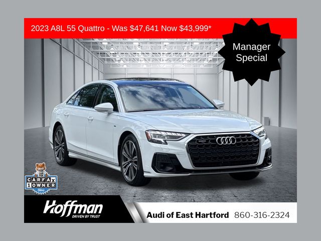 Glacier White Metallic 2023 Audi A8 Sedan All-Wheel Drive 8-Speed Automatic
