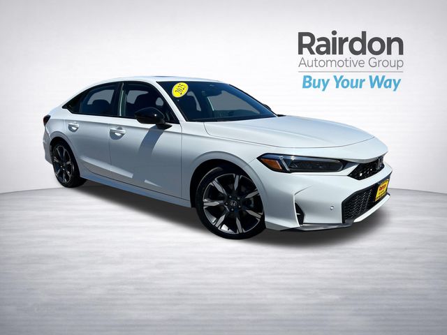 Platinum White Pearl 2025 Honda Civic Hybrid Sedan Front-Wheel Drive Continuously Variable Transmission