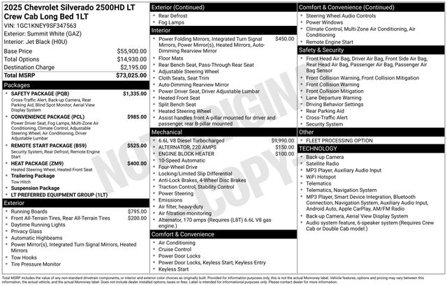 Summit White 2025 Chevrolet Silverado 2500HD Pickup Truck Four-Wheel Drive Automatic