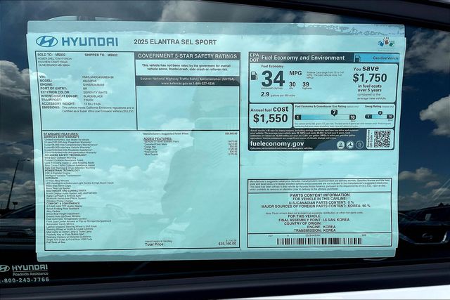 Used 2025 Hyundai Elantra For Sale in OLIVE BRANCH, MS