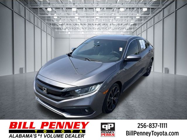 Blue 2021 Honda Civic Sedan Front-Wheel Drive Continuously Variable Transmission